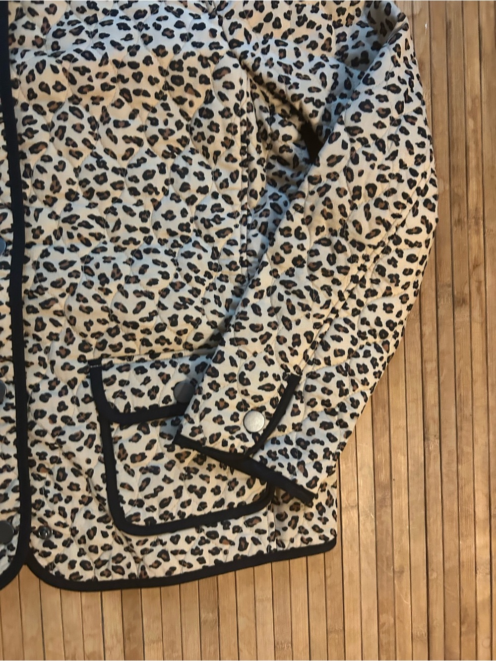 Talbots Women's Sz M Cottagecore Grabdmacore Quilted Cheetah Print Coat Jacket - Picture 6 of 16